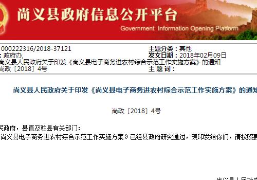《尚义县电子商务进农村综合示范工作实施方案》的通知