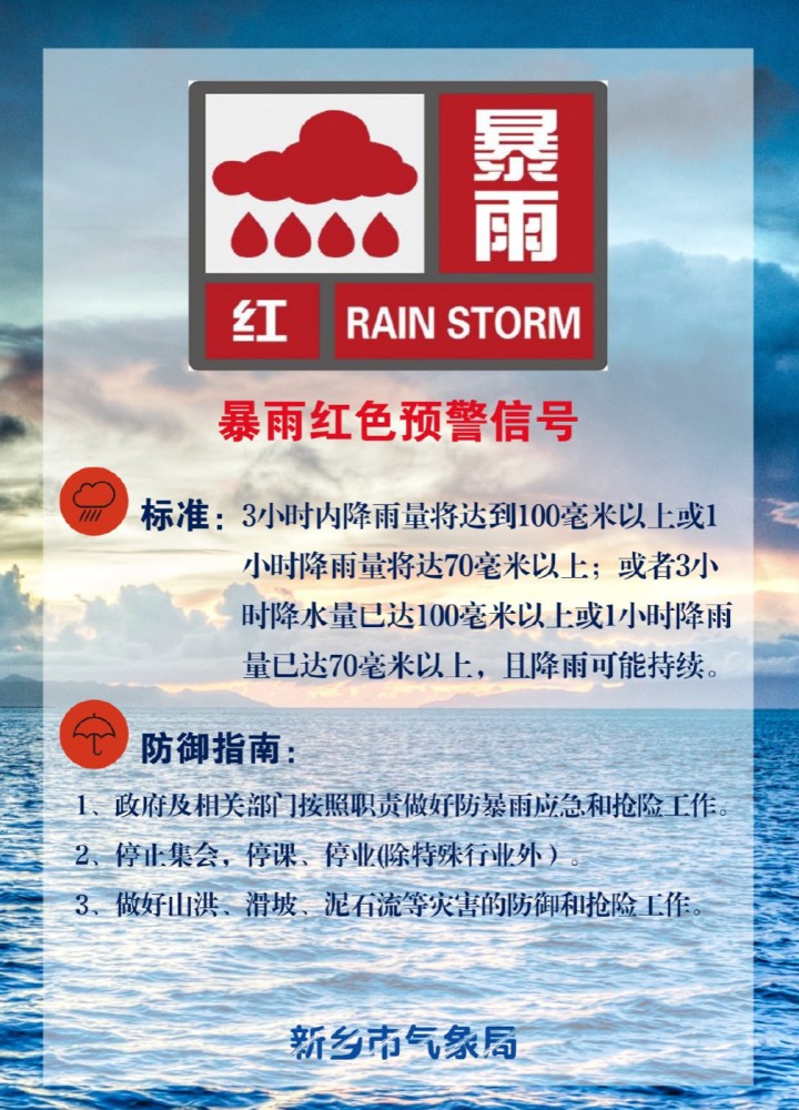 河南多地再发暴雨红色预警，新乡降水超郑州纪录！院士紧急提醒：雨灾后需防大疫